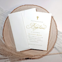 Elégant Gold Cross Baptism