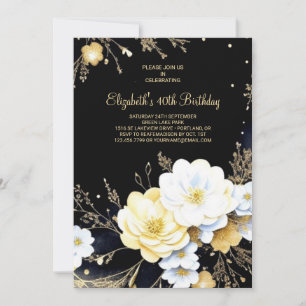 Invitation Elégant Gold et Black en ligne 40e anniversaire