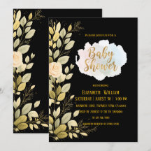 Elegant Gold Floral Botanical Baby Shower