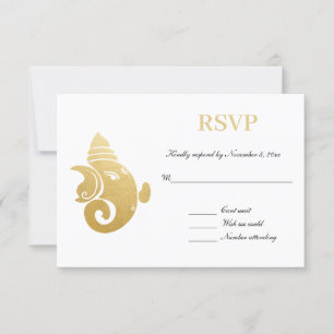 Invitation Elegant Gold Ganapati   RSVP de mariage indien