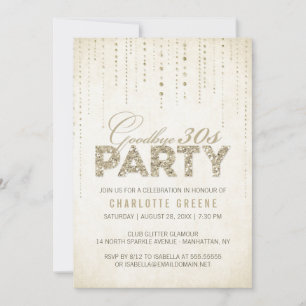 Invitation Elégant Gold Goodbye 30s 40th Birthday Party