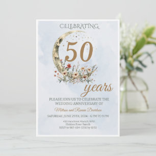 Invitation Élégant Gold Green 50e anniversaire Mariage