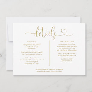 Invitation Elegant Gold Heart Détails du script Informations