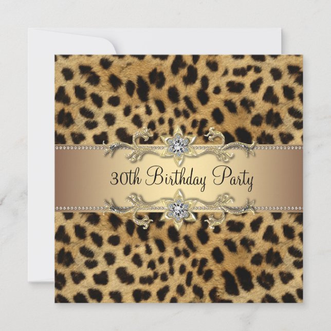 Invitation Elégant Gold Leopard 30e fête d'anniversaire (Devant)