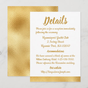 Invitation Elegant Gold Mariage Directions Détails Glam