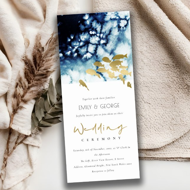INVITATION ELÉGANT GOLD NAVY SOUS L'EAU MARIAGE POISSON DE ME (Créateur téléchargé)