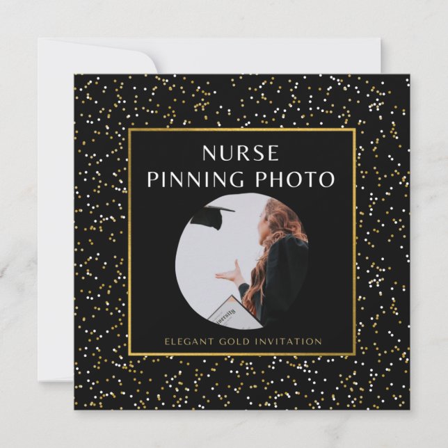 Invitation Élégant Gold Nurse Pinning Cérémonie Photo (Devant)