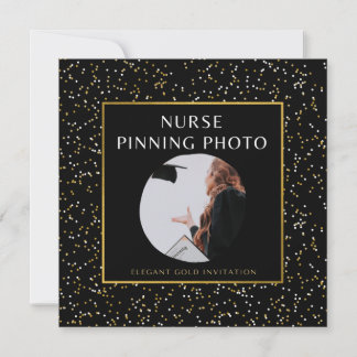 Invitation Élégant Gold Nurse Pinning Cérémonie Photo