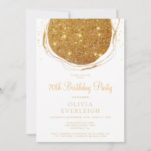 Invitation Elégant Gold Parties scintillant Circle 70e fête d