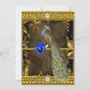 Invitation Elegant Gold Peacock