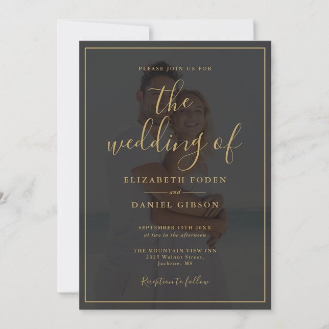 Invitation Elegant Gold Script 2 Mariage photo (Devant)