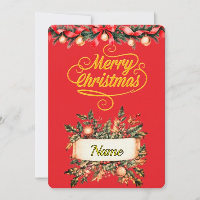 Invitation Elegant Gold Script Merry Christmas Photo Card (Devant)