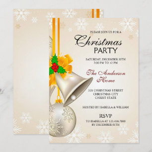 Invitation Élégant Gold Silver cloches Noël