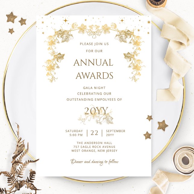 Invitation Elégant Gold Starry Night Awards / Gala Night (Créateur téléchargé)