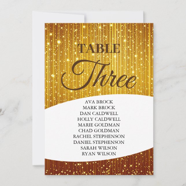 Invitation Elégant Gold Table Numéro 3 Trois Seins Graphique (Devant)