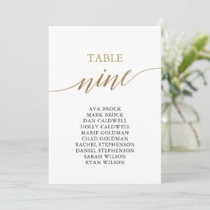 Invitation Élégant Gold Table Numéro 9 Seigneurs Graphique
