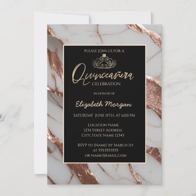Invitation Elégant Gold Tiara, Parties scintillant en cuivre  (Devant)