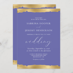 Invitation Elégant Gold Torn Edge Very Peri Mariage