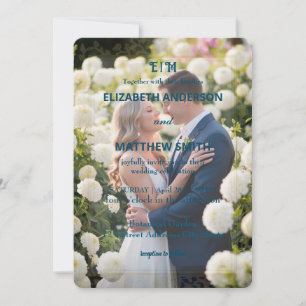 Invitation Elégant Gold & White Overlay photo Fleurs mariage