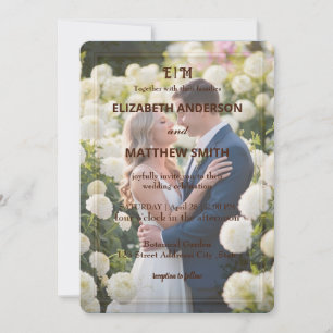 Invitation Elégant Gold & White Overlay photo Fleurs mariage