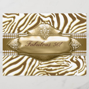 Invitation Elégant Gold Zebra 50e fête d'anniversaire