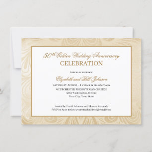 Invitation Élégant Golden 50th Script Anniversaire de Mariage