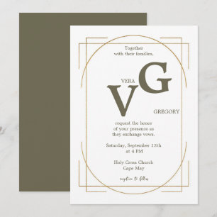 Invitation Elégant Golden Lines Moderne Luxueux Mariage