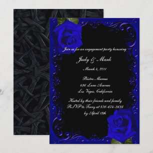 Invitation Élégant Goth Blue Roses
