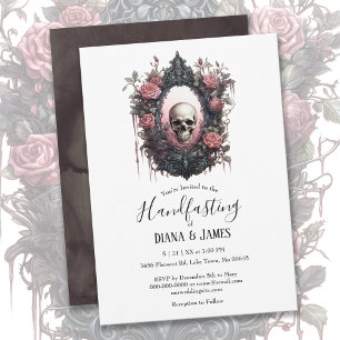 Invitation Élégant Gothique Floral Crâne Miroir Manipulant