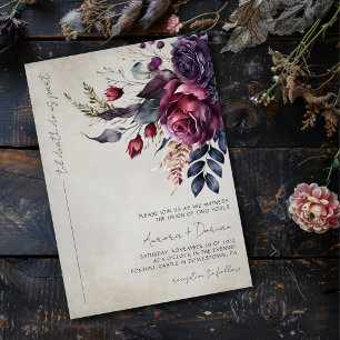 Invitation Elégant gothique violet Mariage floral