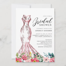 Elegant Gown Illustration with  Bridal Shower