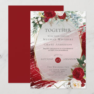 Invitation Élégant Gras Crimson Floral Paint Stroke