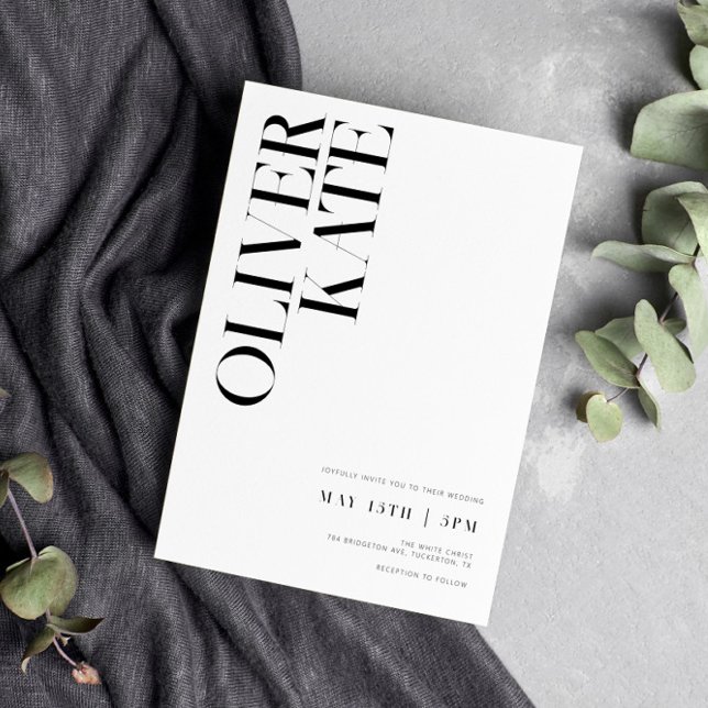 Invitation Élégant Gras Mariage de typographie moderne (Créateur téléchargé)