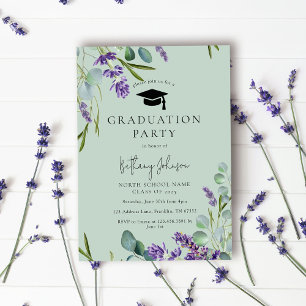 Invitation Élégant Green Floral Graduation Party