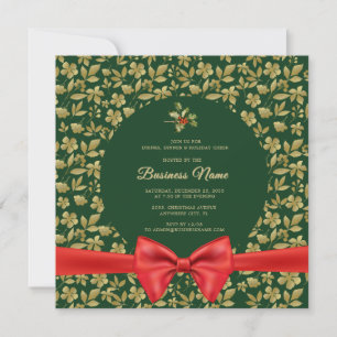 Invitation Élégant Green Gold Floral Noël Business Party