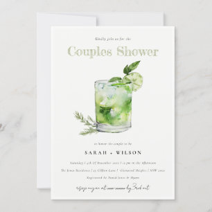 Invitation Elégant Green Margarita Cocktail Couples Douche
