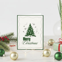 Elegant Green & White Christmas Greeting Card
