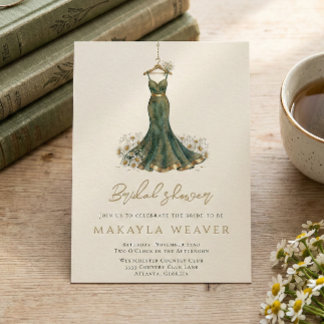 Invitation Elegant Greenery Daisies Dress Bridal Shower