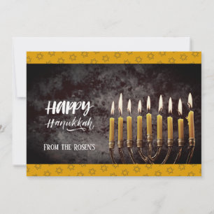 Invitation Elegant Grey et Gold Hanoukka Chanukah Menorah