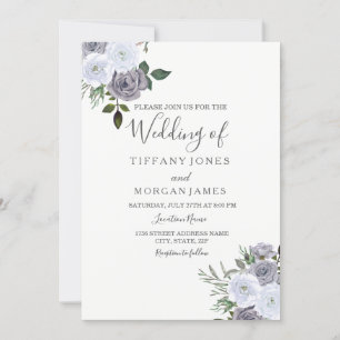 Invitation Elégant gris blanc Rose