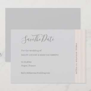 Invitation Élégant Gris clair BoisGrain Enregistrer La Date M