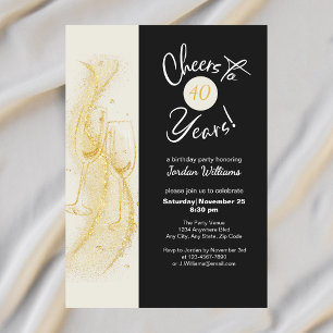Invitation Elégant gris or Félicitations pour 40 ans d'annive
