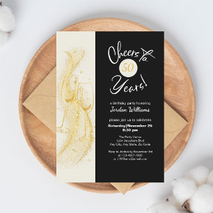Invitation Élégant gris or Félicitations pour 50 ans d'annive