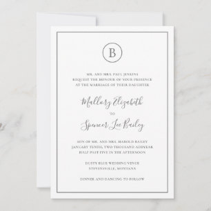 Invitation Élégant gris traditionnel tout en un Mariage