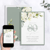 Elégant gris vert Floral Surprise Anniversaire