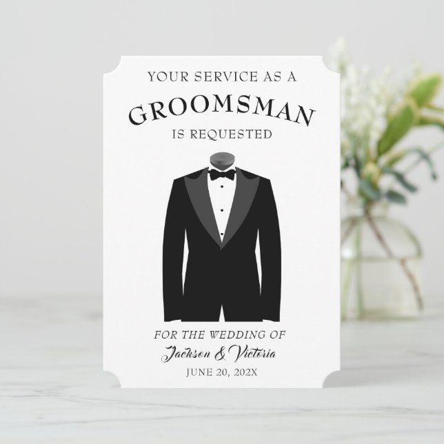 Invitation Élégant Groomsman Tuxedo (Debout devant)
