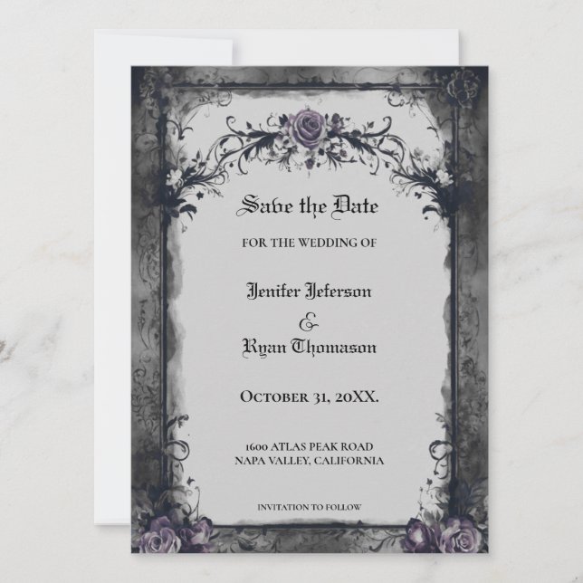 Invitation Elégant halloween gothique enregistrer la date Inv (Devant)