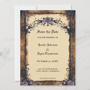 Invitation Elégant halloween gothique enregistrer la date Inv