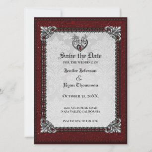 Invitation Elégant halloween gothique enregistrer la date Inv