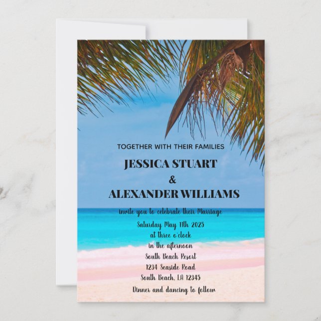 Invitation Elégant Hawaii Beach Summer Tropical Mariage Invit (Devant)